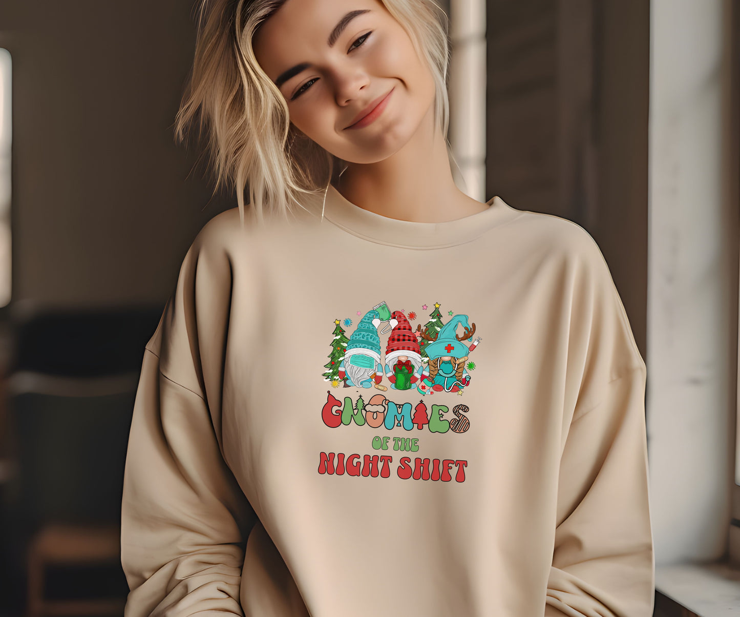 Gnomies of the night shift, Christmas nurse Sweatshirt