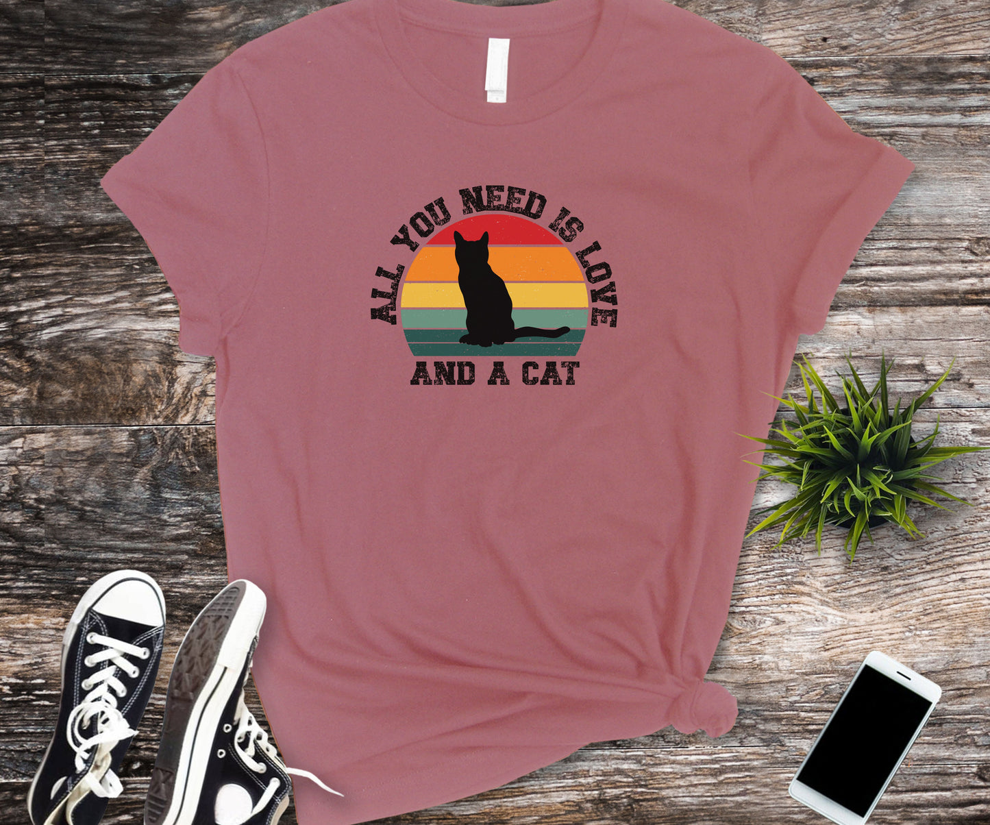 All you need is love and a cat, cat lover shirt