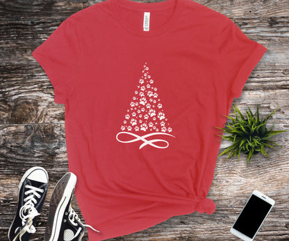 Paw Christmas tree, dog lover christmas shirt