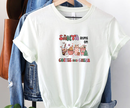 Santa runs on coffee and cheer, funny santa shirt