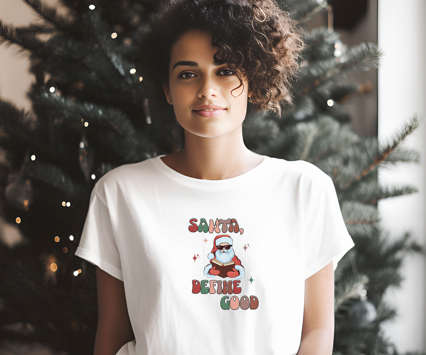 santa define good, santa shirt, funny christmas shirt