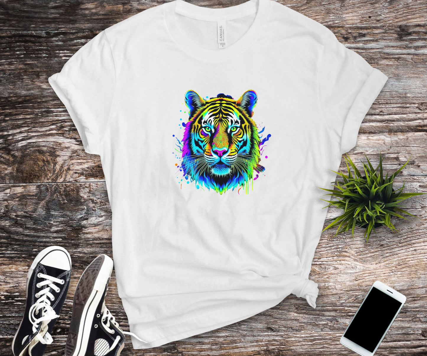 tiger shirt, colorful shirt, psychedelic shirt, animal print shirt,  graphic tee, animal lover shirt