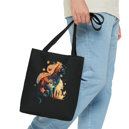 Colorful cat Tote Bag, mystical tote bag