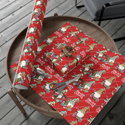 Gnomes Gift Wrap Papers, Christmas Gnomes gift wrap