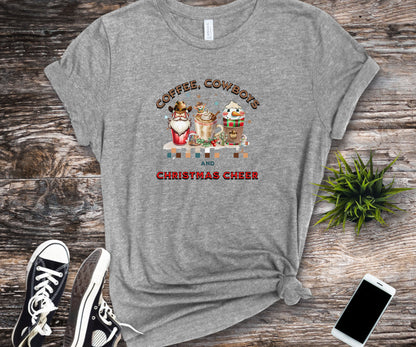 Coffee, cowboys and christmas cheer, western Christmas shirt