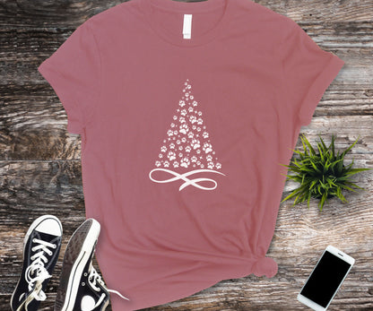 Paw Christmas tree, dog lover christmas shirt