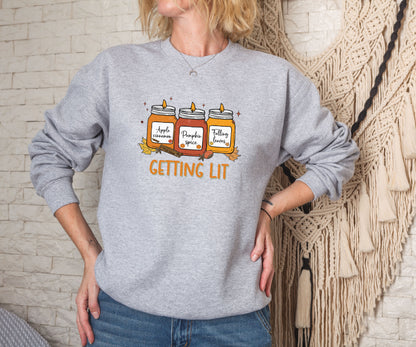 Getting lit, funny thanksgiving sweatshirt