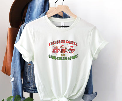 Fueled by coffee and christmas cheer, christmas coffee shirt