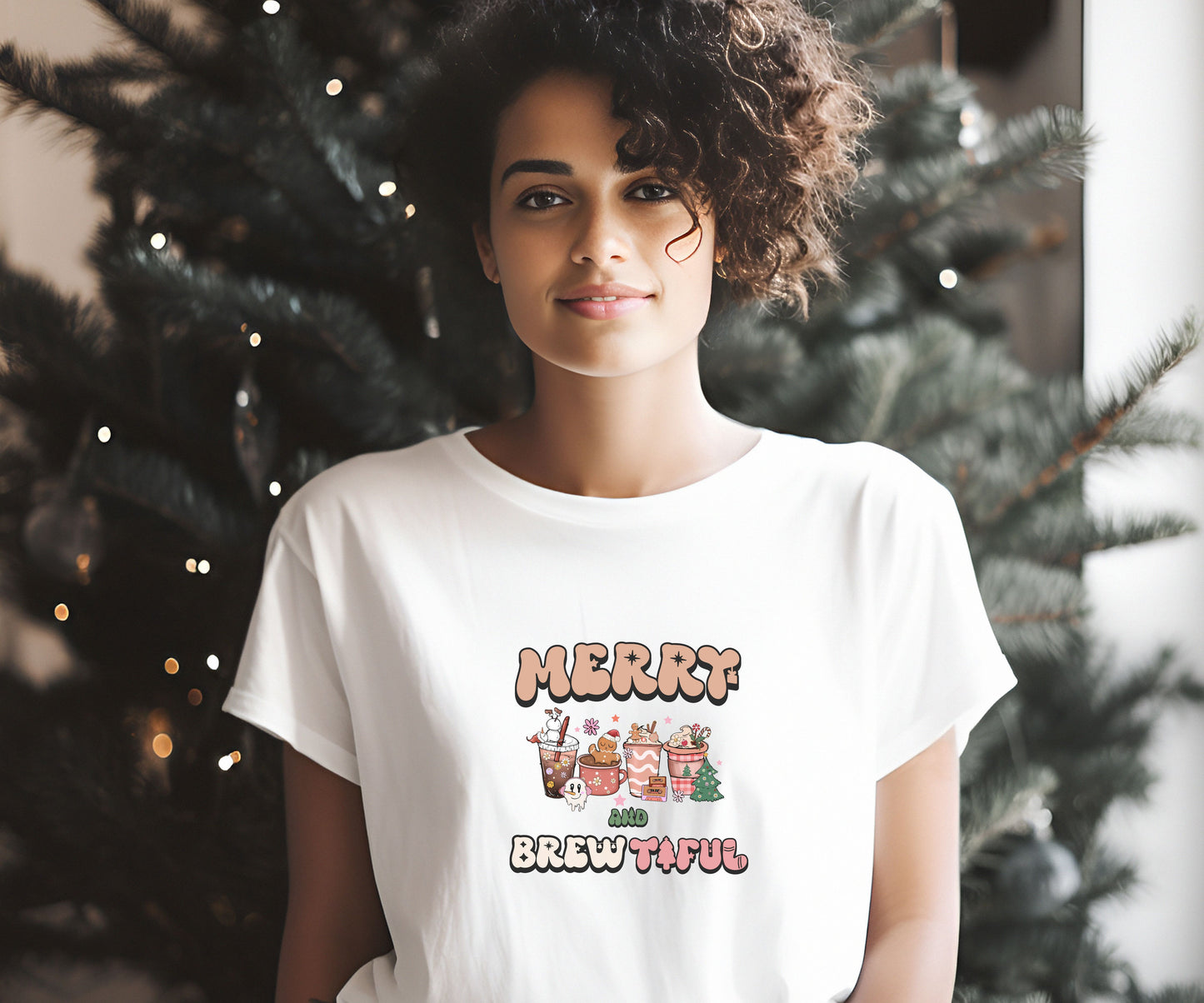 Merry and Brew-tiful, coffee lover shirt, christmas coffee shirt