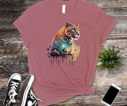 Panther shirt, colorful shirt, graphic tee, animal lover shirt, watercolor shirt