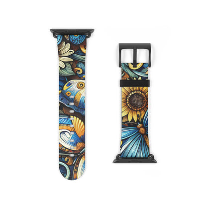 Sunflowers Faux Leather Apple Watch Band