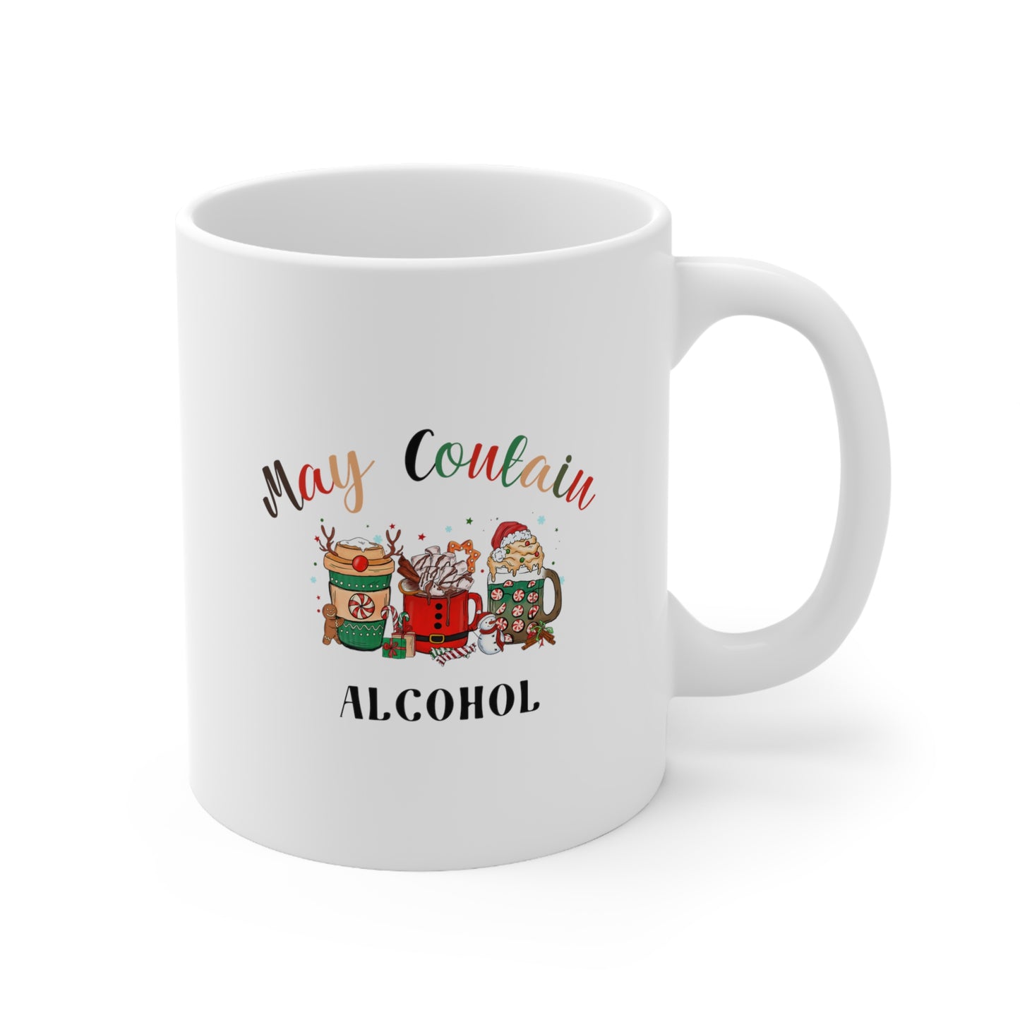 Merry christmas, Christmas drinks, funny mug, white Ceramic Mug 11oz