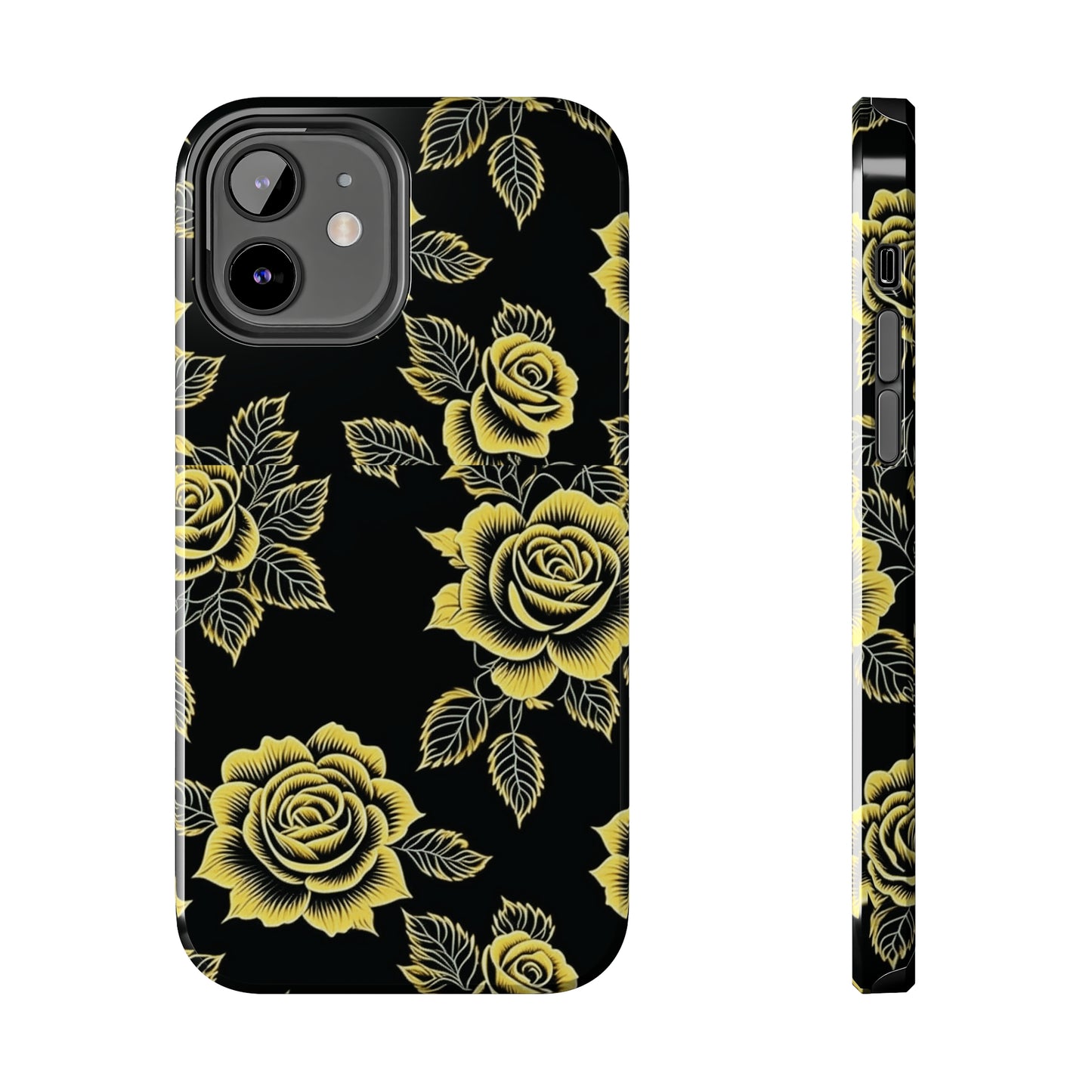 gold rose iphone case, black iphone case, Tough iPhone Case