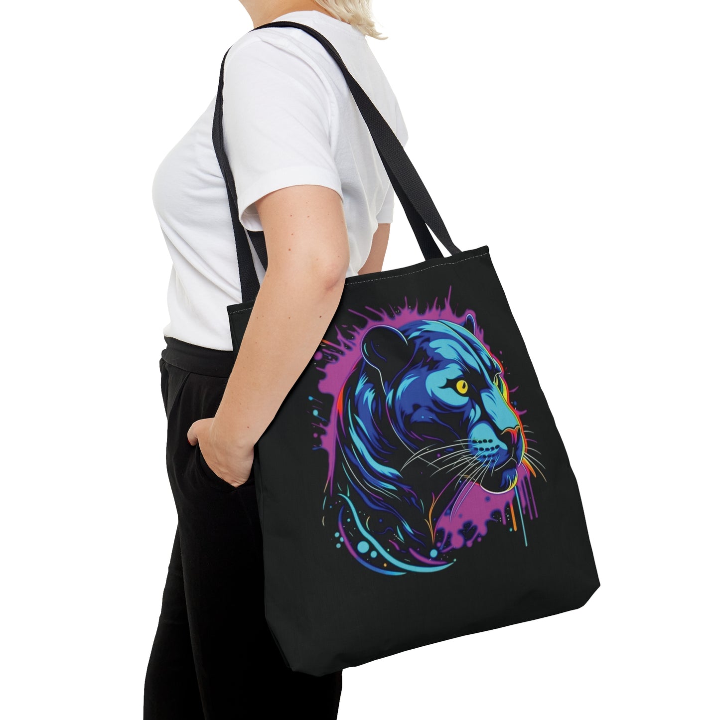 Black Panther Tote Bag, colorful panther tote bag