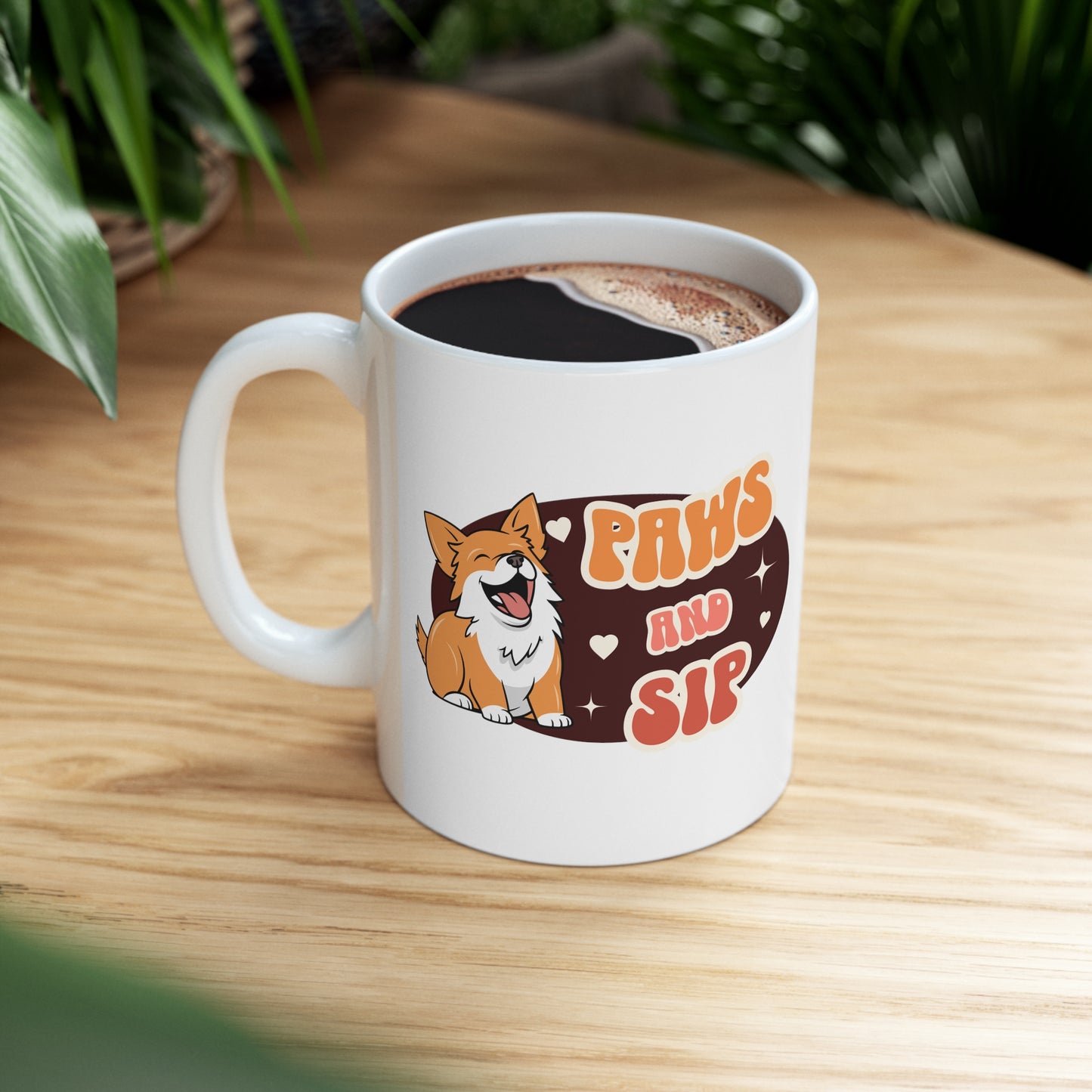 Paws and sip, corgi mug, dog lover mug, Ceramic Mug 11oz