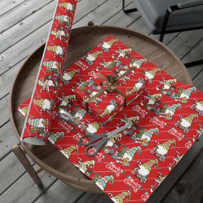 Gnomes Gift Wrap Papers, Christmas Gnomes gift wrap