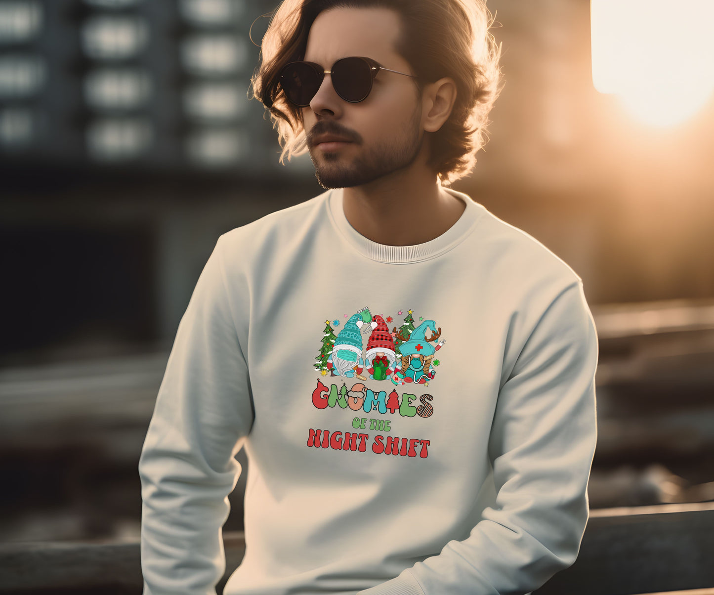 Gnomies of the night shift, Christmas nurse Sweatshirt