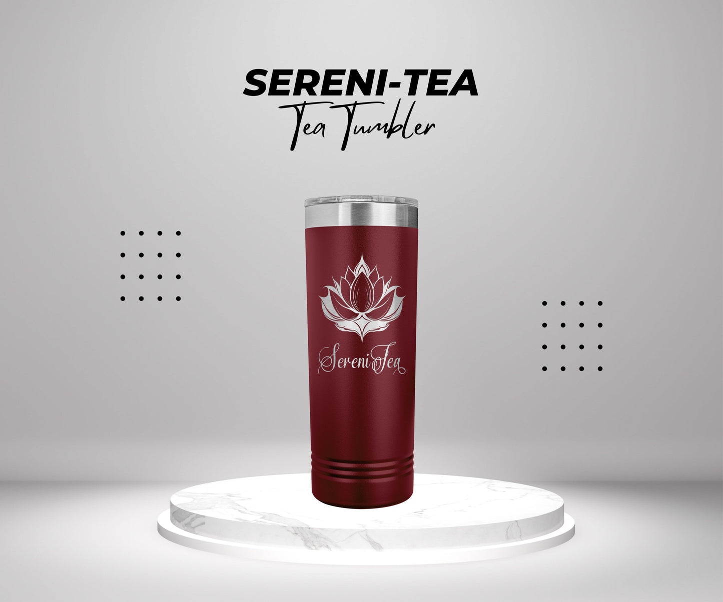 22oz laser engraved tumbler, Lotus flower tumbler, SereniTea