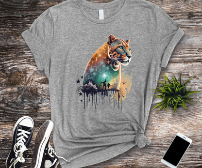 Panther shirt, colorful shirt, graphic tee, animal lover shirt, watercolor shirt