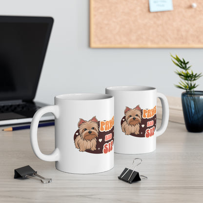 Paws and sip, yorkie mug, dog lover mug, Ceramic Mug 11oz