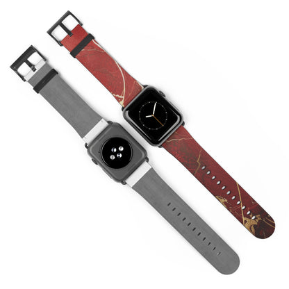 Red Faux Leather Apple Watch Band