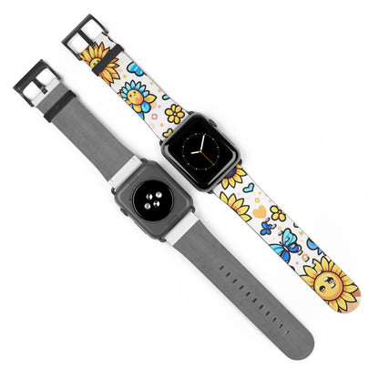 Sunflowers Faux Leather Apple Watch Band