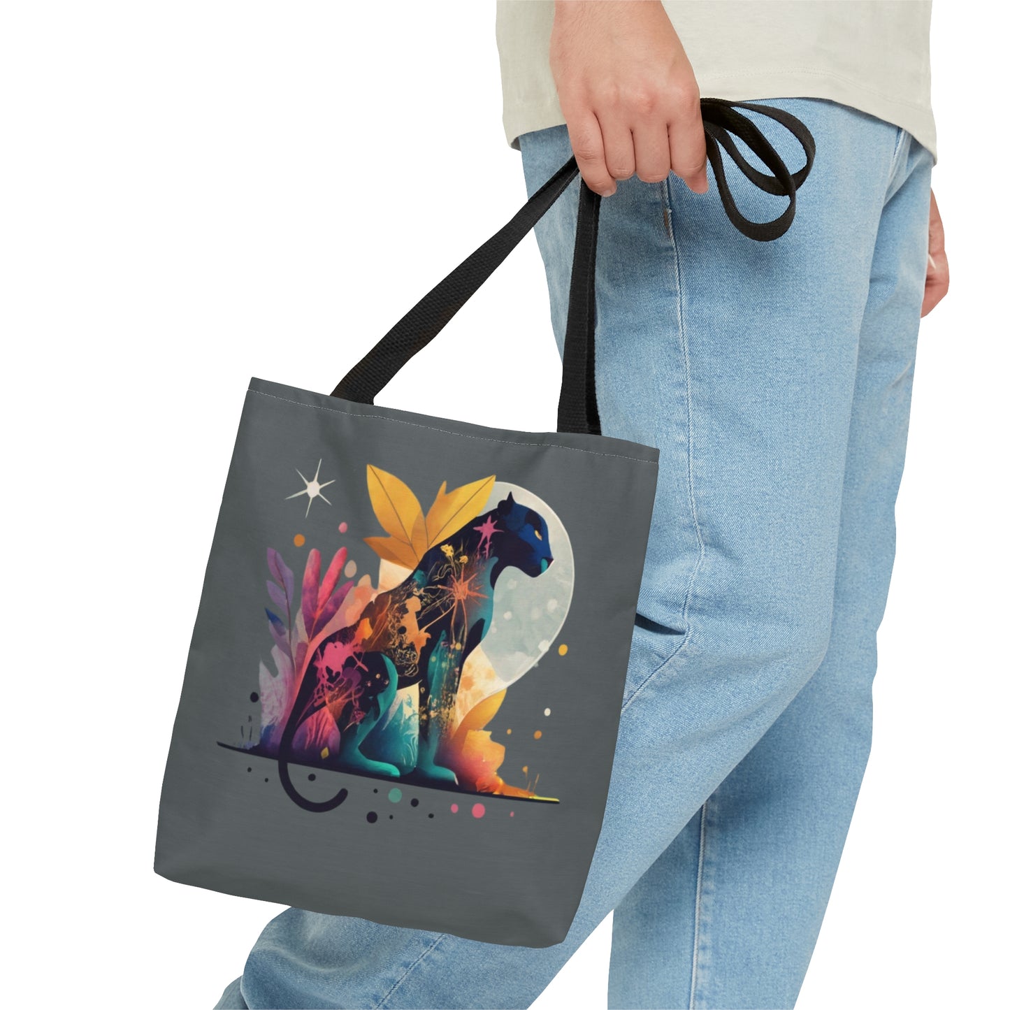 black panther Tote Bag, colorful panther tote bag