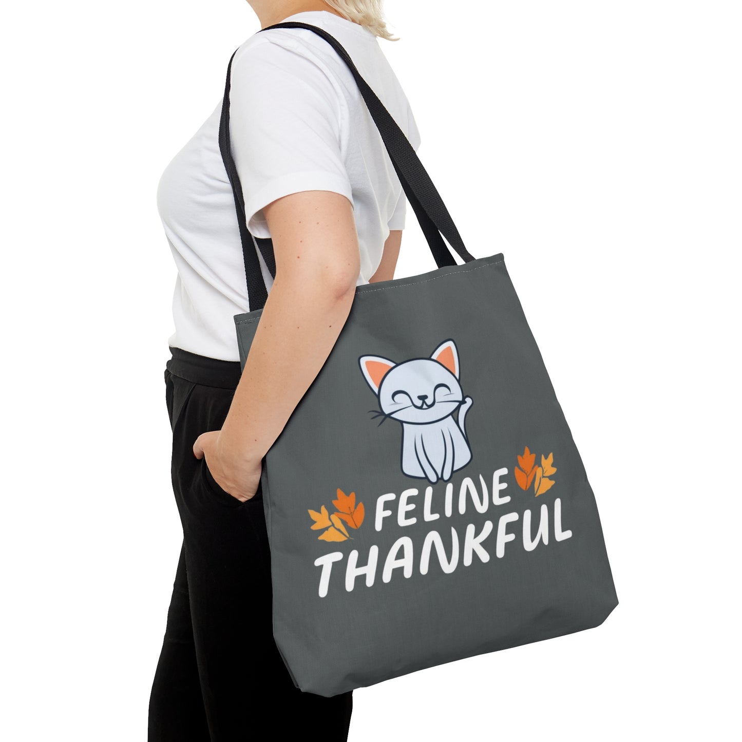 Feline thankful tote bag, cat Tote Bag, Thanksgiving cat tote bag