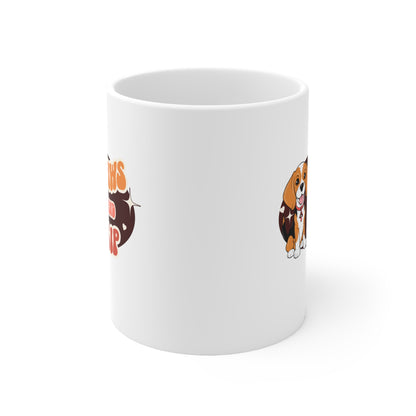 Paws and sip, puppy mug, dog lover mug, Ceramic Mug 11oz