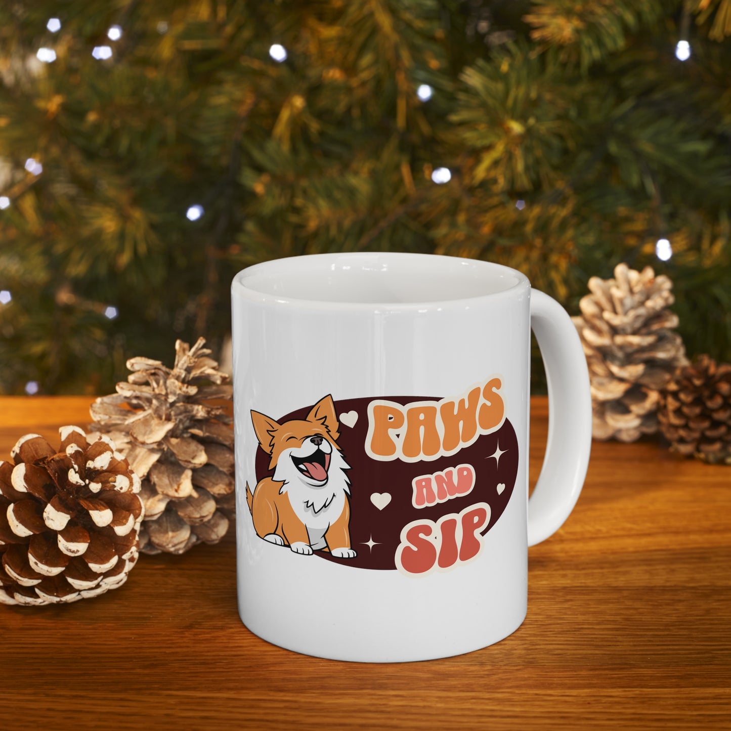 Paws and sip, corgi mug, dog lover mug, Ceramic Mug 11oz