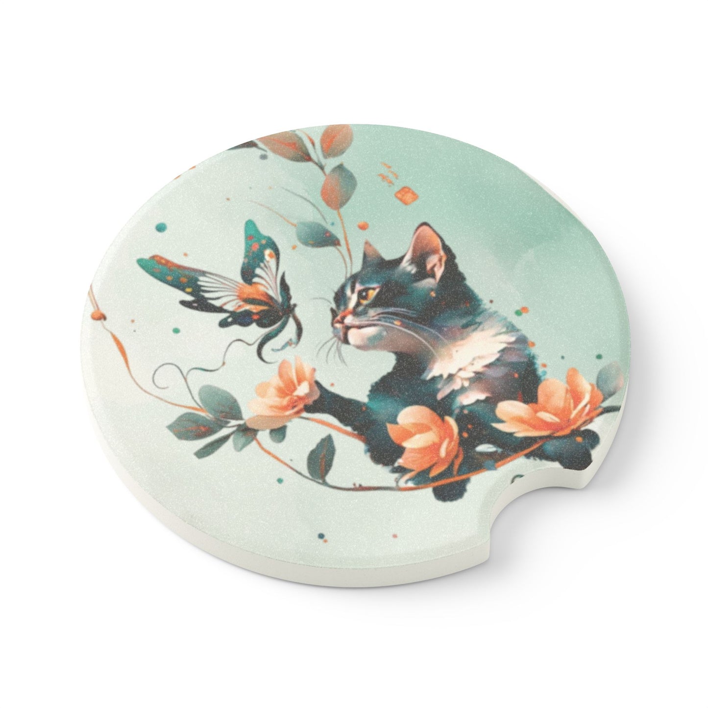 Cat Soapstone Car Coaster