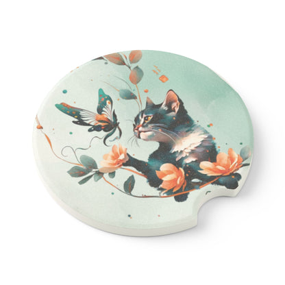 Cat Soapstone Car Coaster