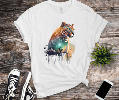 Panther shirt, colorful shirt, graphic tee, animal lover shirt, watercolor shirt