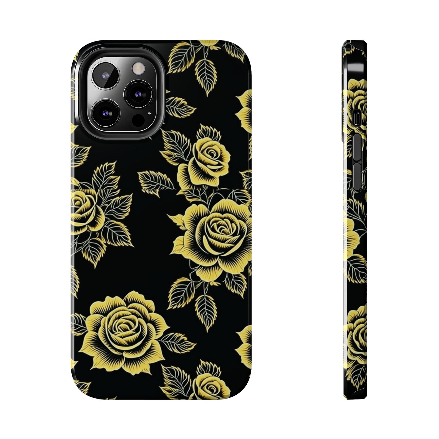 gold rose iphone case, black iphone case, Tough iPhone Case