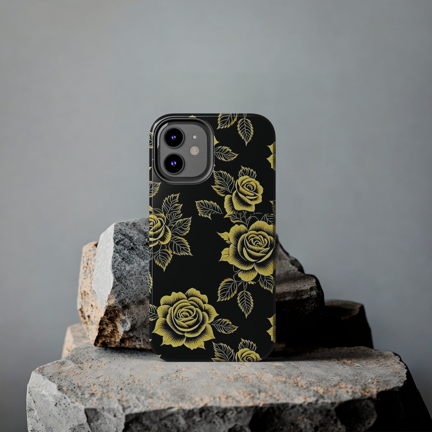 gold rose iphone case, black iphone case, Tough iPhone Case