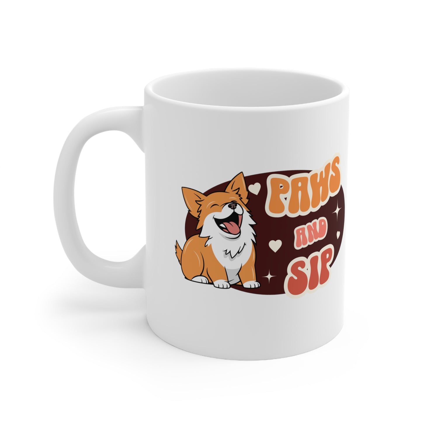 Paws and sip, corgi mug, dog lover mug, Ceramic Mug 11oz