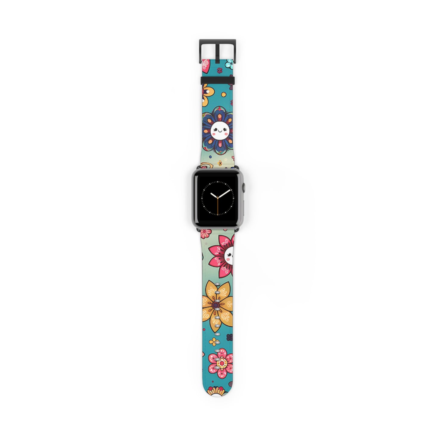 Colorful Flowers Faux Leather Apple Watch Band