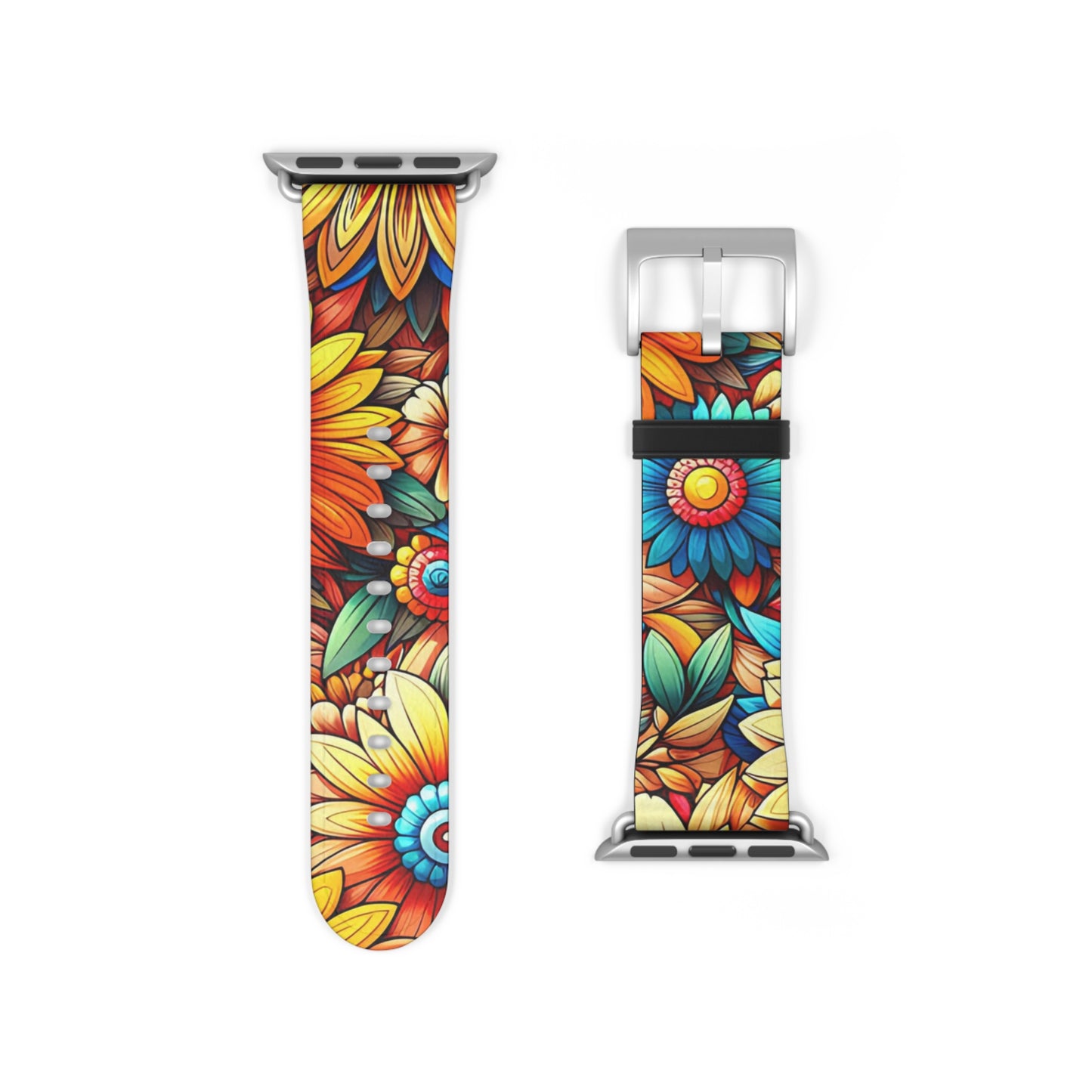 Sunflowers Faux Leather Apple Watch Band