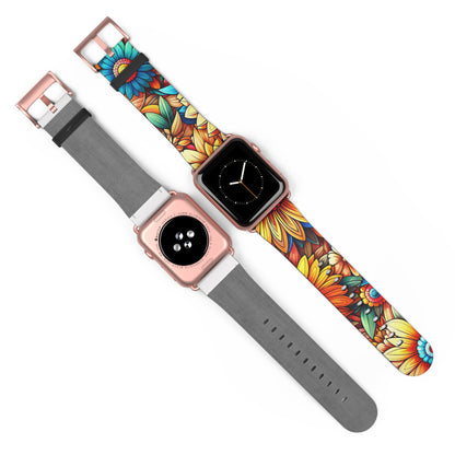 Sunflowers Faux Leather Apple Watch Band