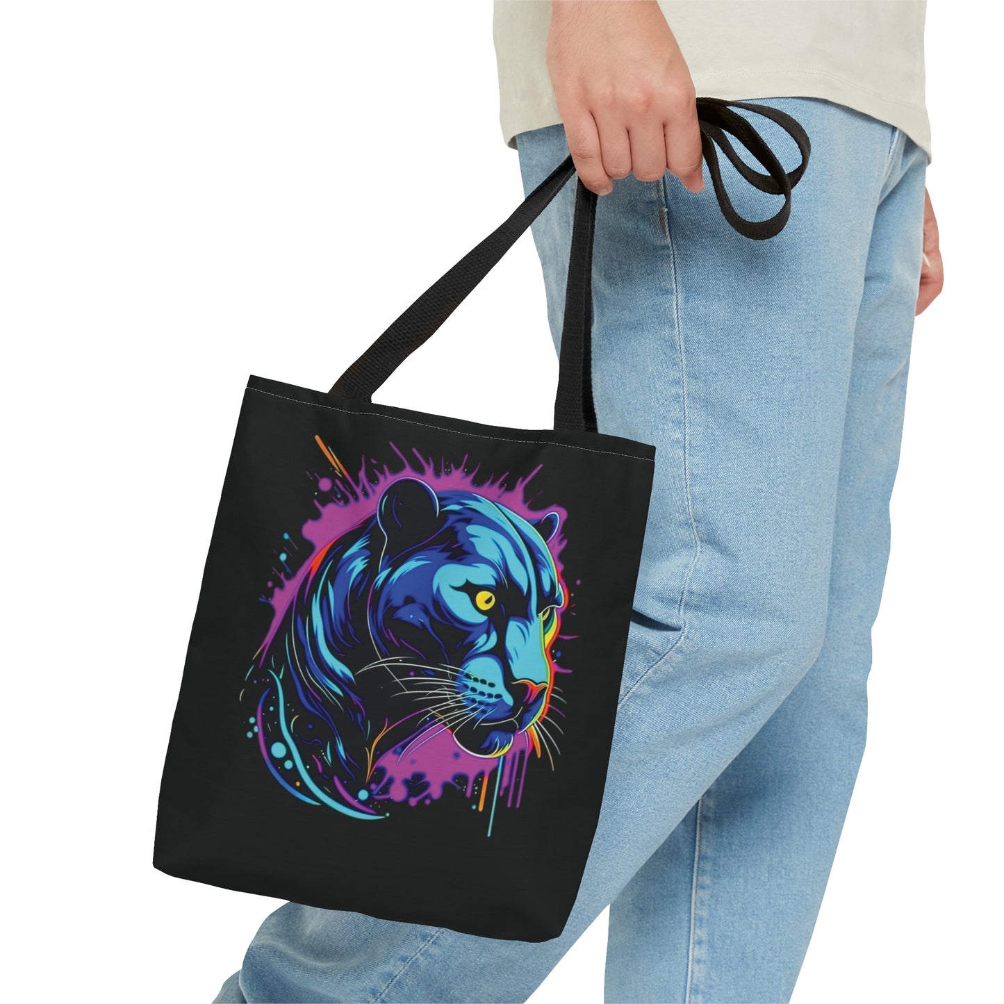 Black Panther Tote Bag, colorful panther tote bag