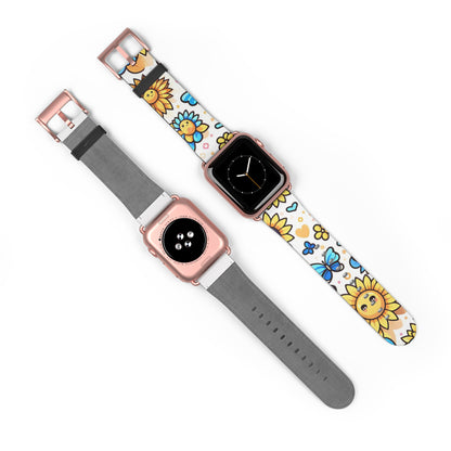 Sunflowers Faux Leather Apple Watch Band