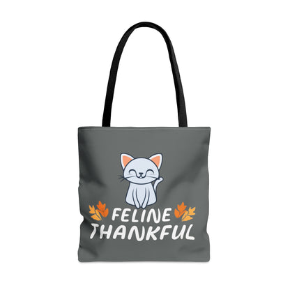 Feline thankful tote bag, cat Tote Bag, Thanksgiving cat tote bag