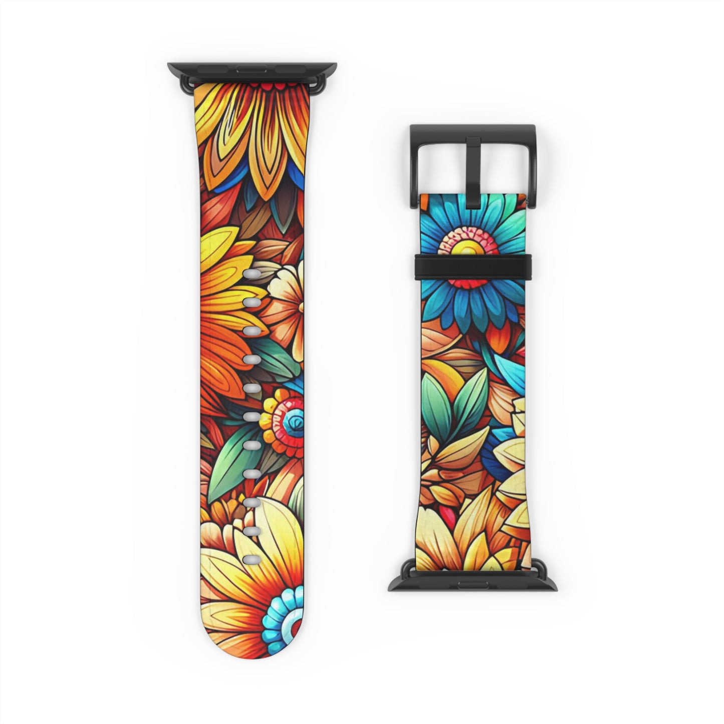 Sunflowers Faux Leather Apple Watch Band