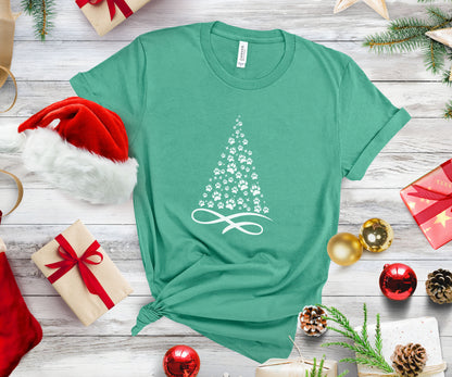 Paw Christmas tree, dog lover christmas shirt