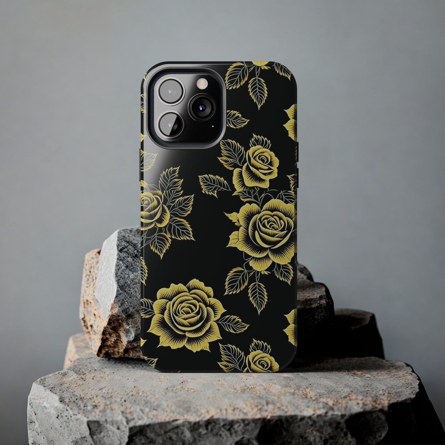 gold rose iphone case, black iphone case, Tough iPhone Case