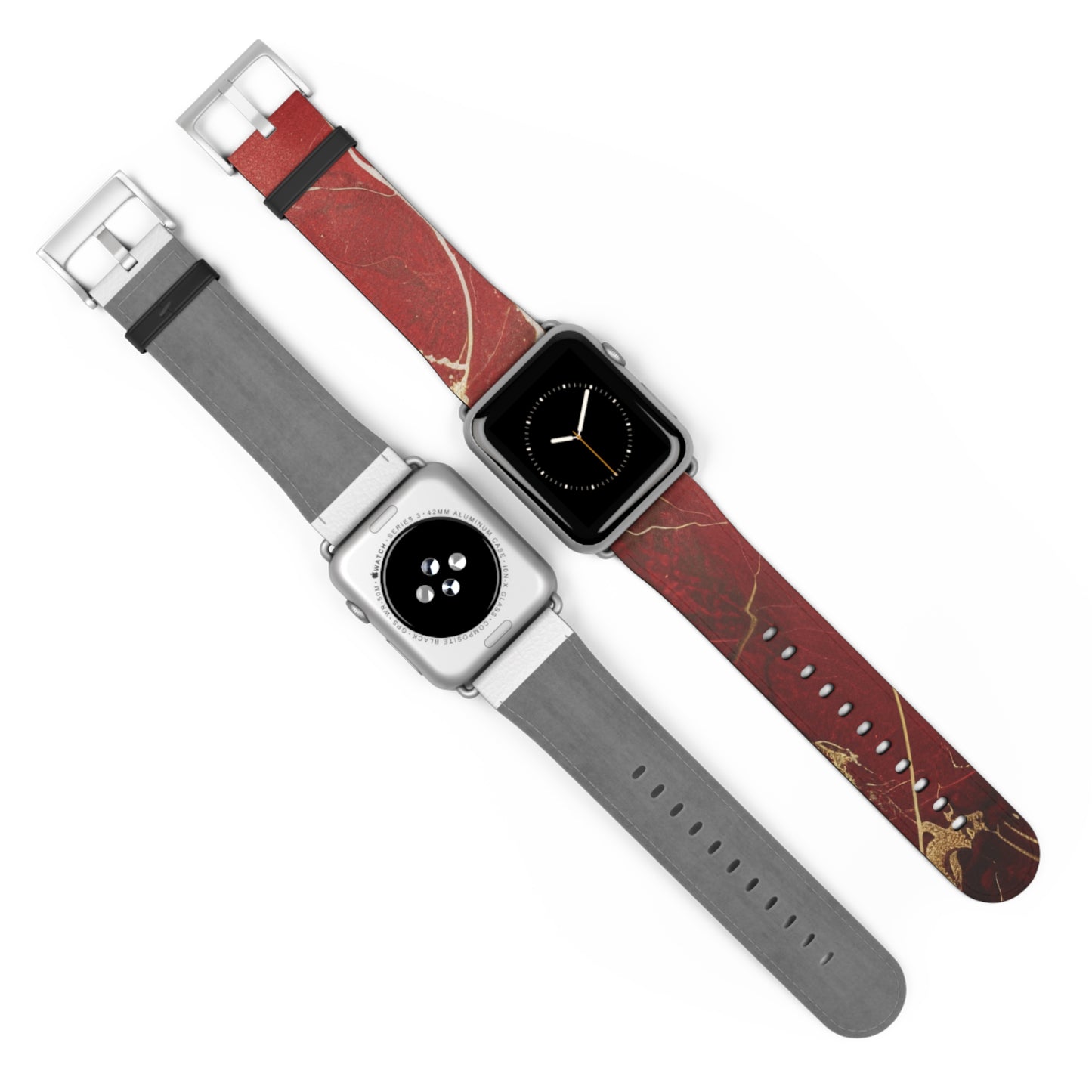 Red Faux Leather Apple Watch Band