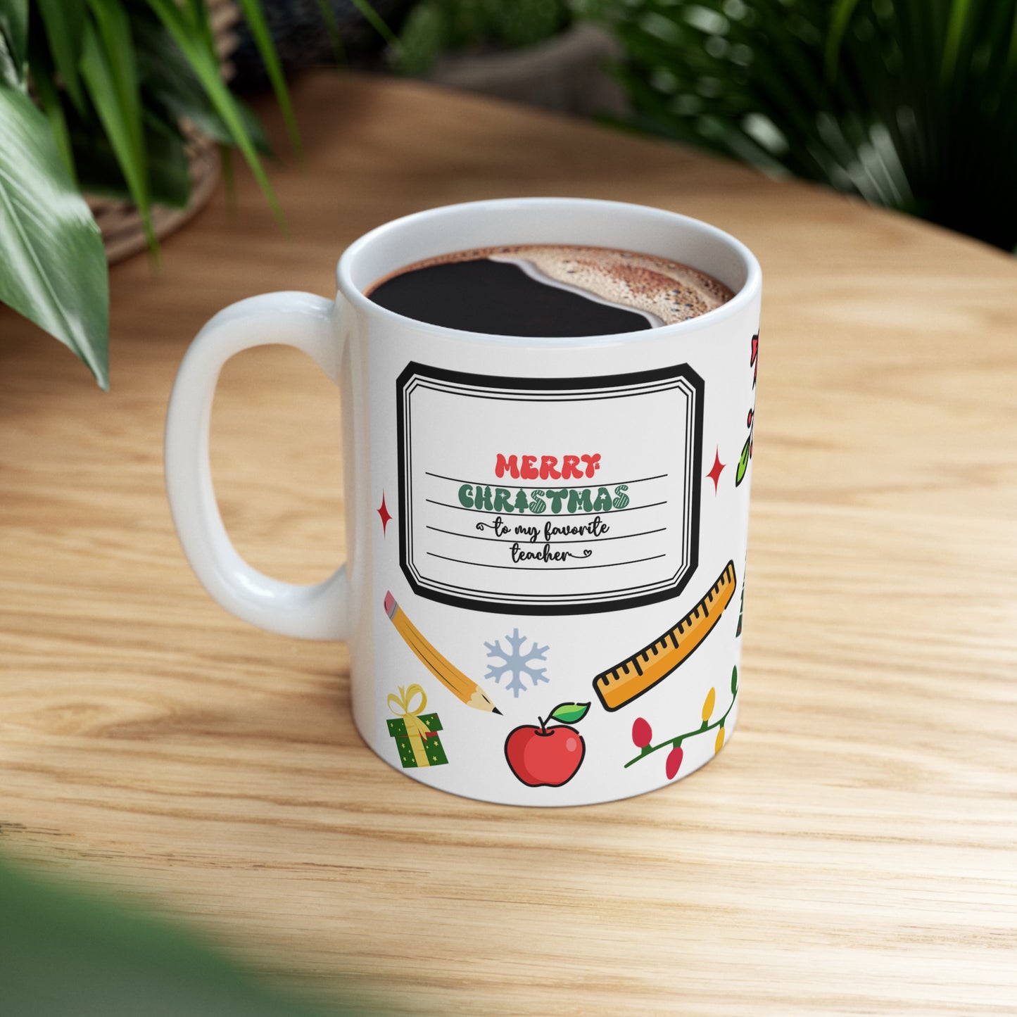 Christmas teacher mug, christmas gift for teacher, Ceramic Mug 11oz