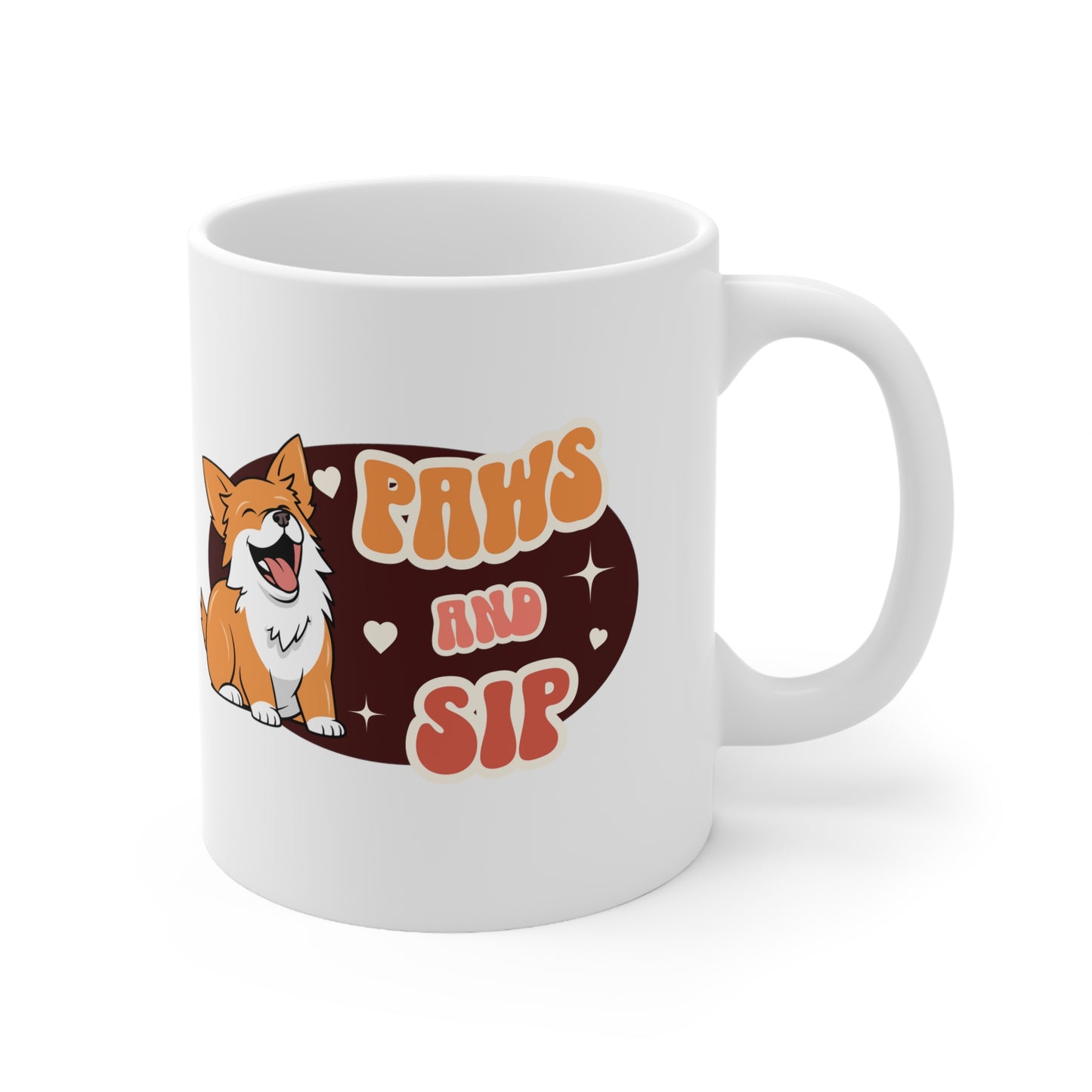 Paws and sip, corgi mug, dog lover mug, Ceramic Mug 11oz