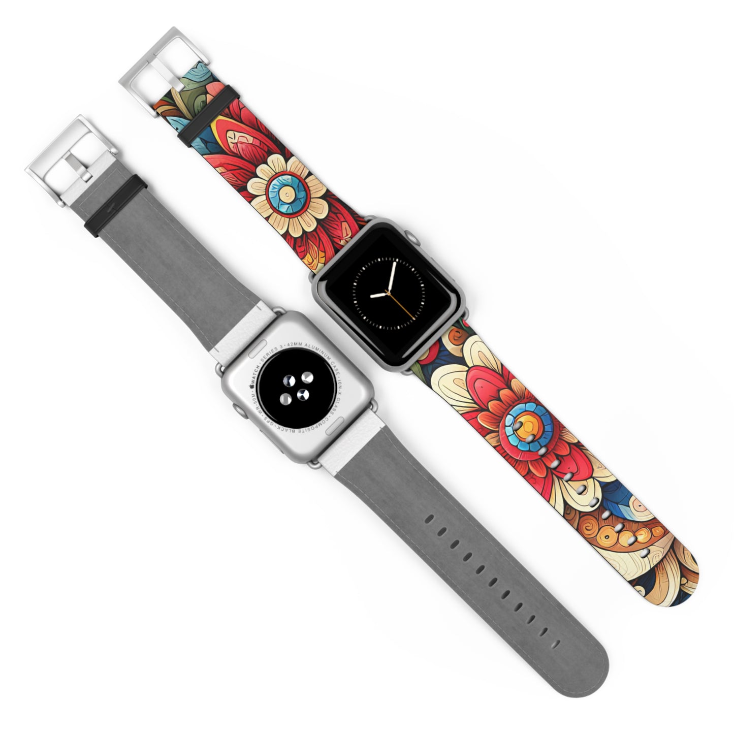 Colorful Flowers Faux Leather Apple Watch Band