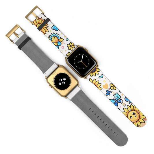 Sunflowers Faux Leather Apple Watch Band